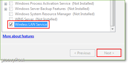 Näyttökuva - Windows Server 2008 Ota Wireless Lan -palvelutoiminto käyttöön