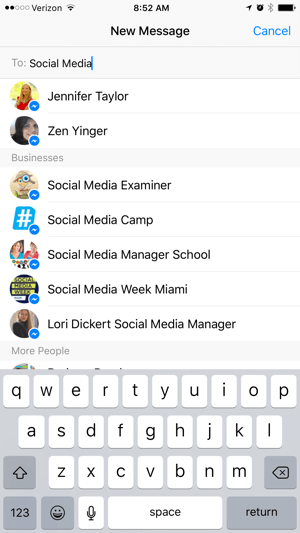 facebook messenger yrityshakuun