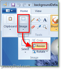 muuttaa kuvan kokoa Windows 7 maalissa napsauttamalla kuvaa ja muuttaa sitten sen kokoa