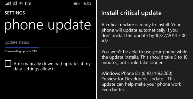 Windows Phone 8-1 kriittinen päivitys