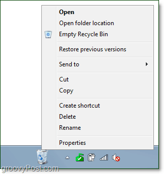 täysin toimiva roskakori tehtäväpalkissa Windows 7: ssä