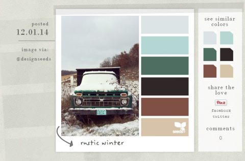Design Seeds esittelee valokuvan väripaletteja, jotta voit nähdä, miltä ne näyttävät yhdessä. 