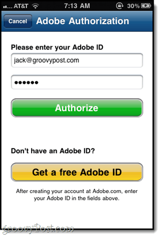 valtuuttaa Adobe-tunnuksellasi