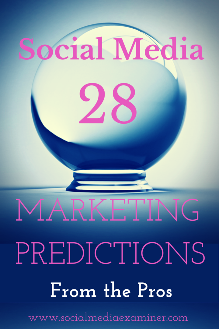 28 sosiaalisen median markkinoinnin ennustetta vuodelle 2015 Ammattilaisilta: Social Media Examiner