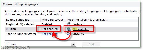Ota malmin kielten oikeinkirjoituksen ja näppäimistöasettelut käyttöön Office 2010: ssä
