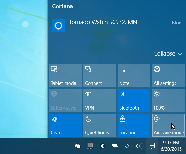 Toimintokeskus Windows 10