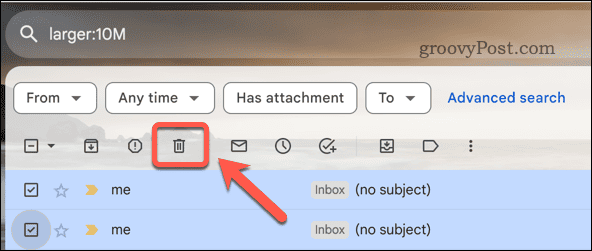 Gmail-sähköpostien poistaminen hakutuloksista