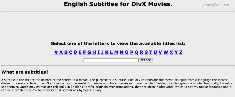 englanninkieliset tekstitykset divx-elokuvien kotisivuille