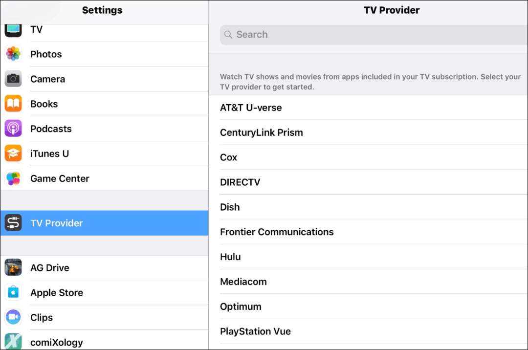 TV-palveluntarjoaja iOS