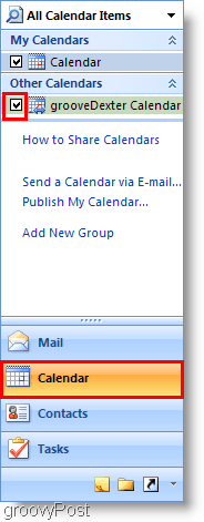 Outlook 2007 -kalenterin näyttökuva - Lisää toinen kalenteri