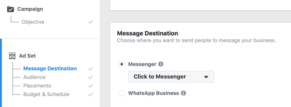 Facebook Napsauta Messenger-mainokset, vaihe 1.