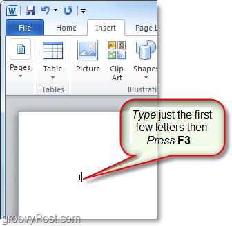 Käytä f3-näppäintä lisätäksesi automaattisen tekstin Wordiin tai Outlookiin