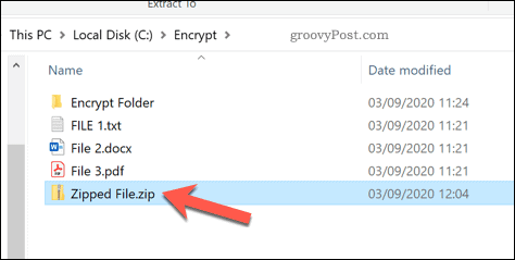 Zip-tiedoston avaaminen Windows 10: ssä