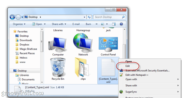 docx-tiedostojen muokkaaminen Windows 7: ssä