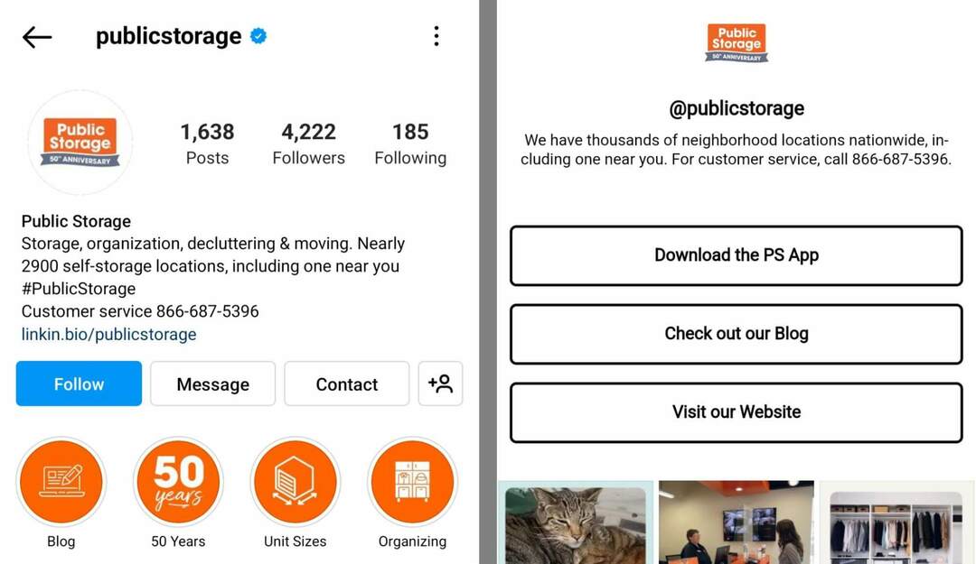 instagram-bio-julkinen tallennustila-bio-linkki-esimerkki