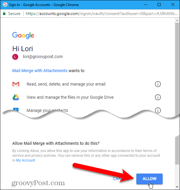 Salli pääsy Gmail-tilille