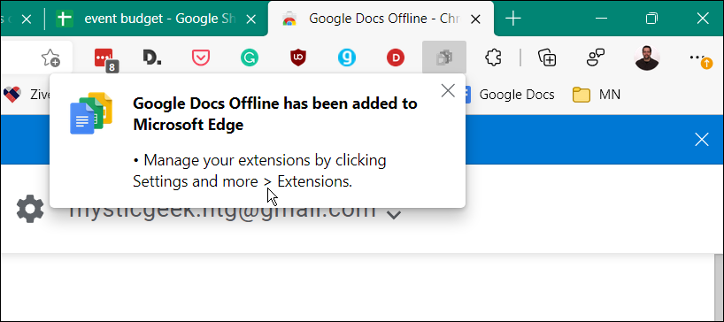 Google-dokumenttien offline-laajennus