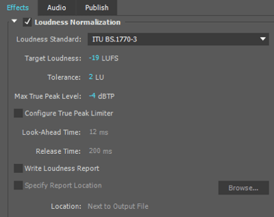 Käytän näitä äänenvoimakkuuden normalisointiasetuksia viedessäni äänitiedostoni Adobe Premiere -ohjelmaan.