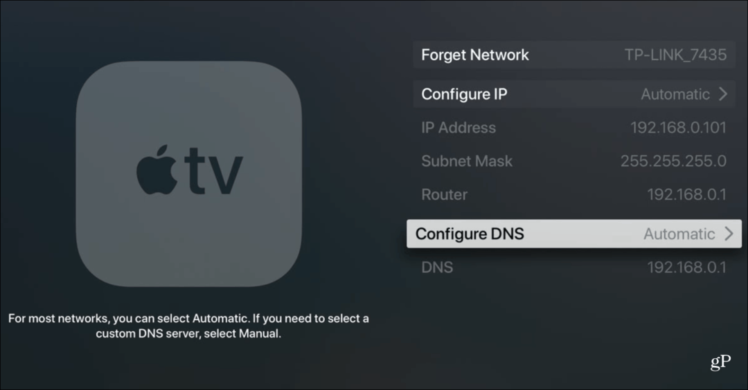 Kuinka muuttaa DNS-asetusta Apple TV: ssä