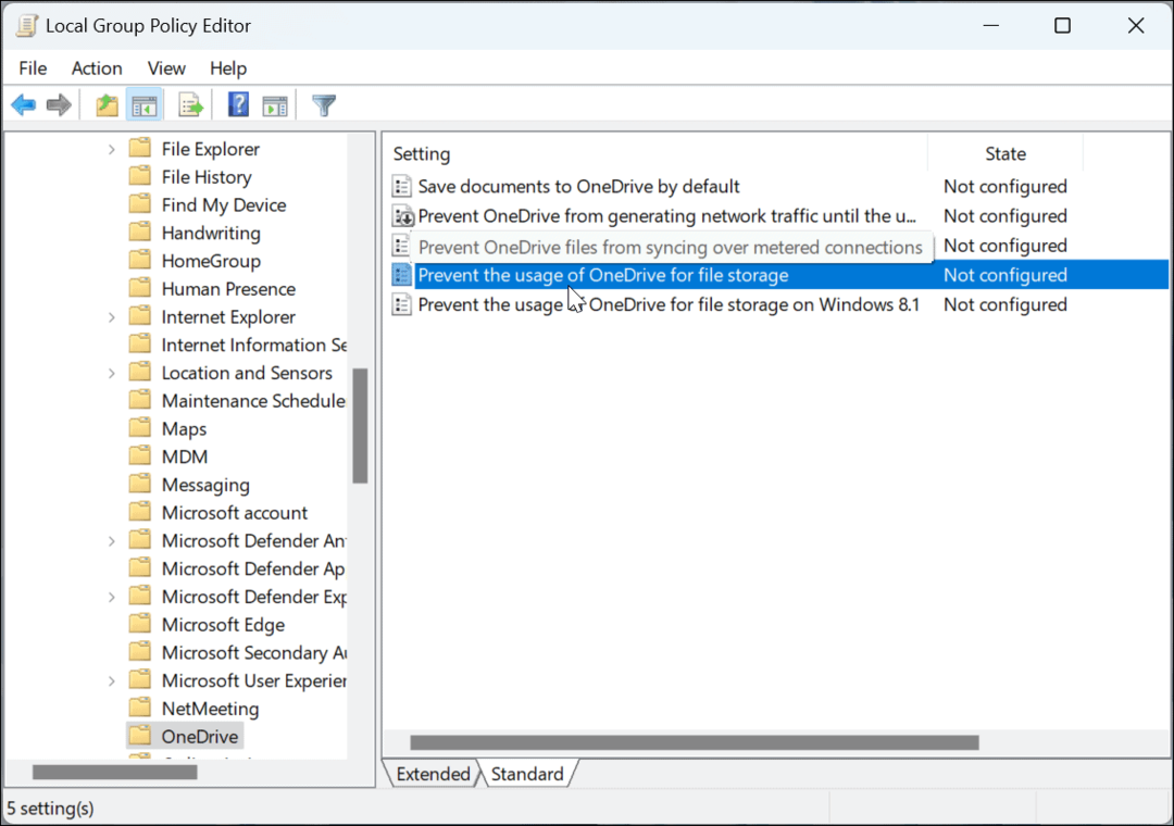 OneDriven poistaminen käytöstä Windows 11:ssä