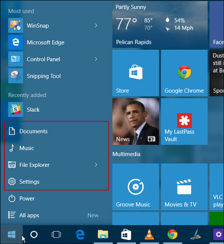 Windows 10 Käynnistä-valikko