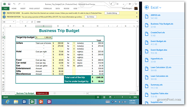 Excel Dropbox napsauttaa