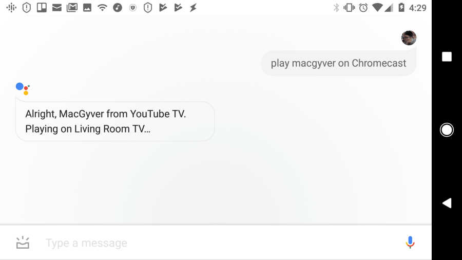 kuvakaappaus ohjelmien tai elokuvien pelaamisesta Google Assistantin avulla