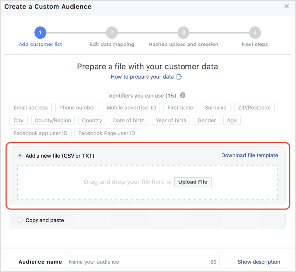 Facebook-asiakastietojen lataaminen