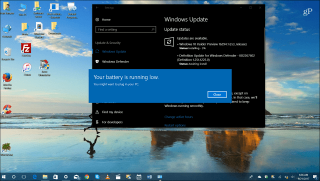 Varaa akun varaustaso Windows 10