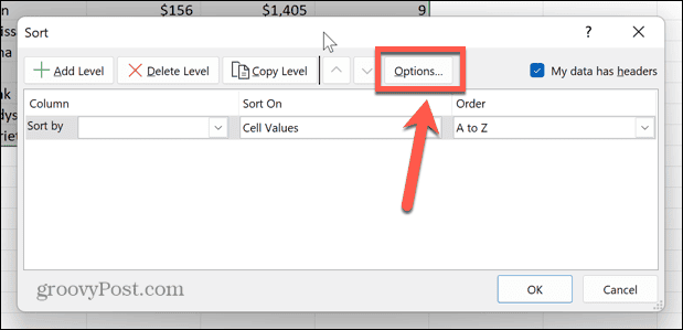 excel-lajitteluvaihtoehdot