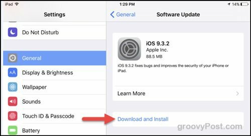 apple iOS 9.3.2 päivittää tietoturvakorjauksen