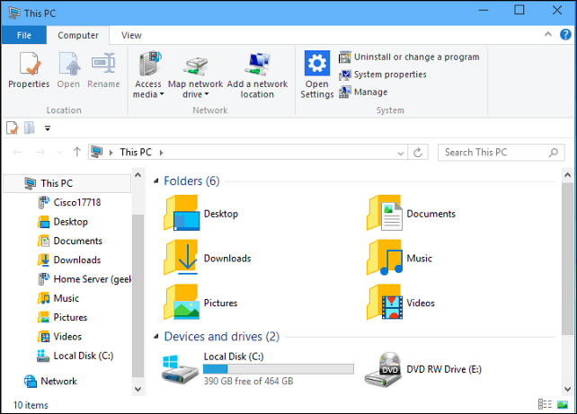 Asenna Windows 10 File Explorer aina avoinna tälle tietokoneelle