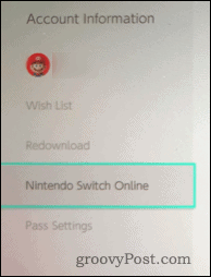 Nintendo Switch -tilitiedot