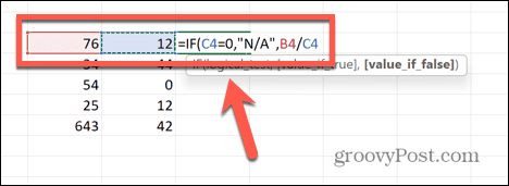 excel-jakokaava valituilla soluilla