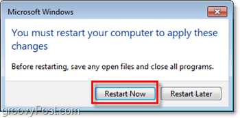 Käynnistä tietokone uudelleen, kun haluat lopettaa Internet Explorer 8: n sammuttamisen Windows 7: ssä