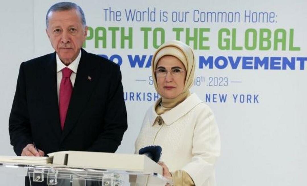 Presidentti Erdoğanin ele, joka allekirjoitti ensimmäisenä "Zero Waste Goodwill -julistuksen", vaimolleen Emine Erdoğanille!