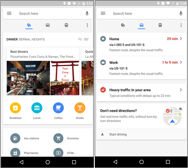 Google Maps Androidille Reaaliaikaisten työmatkatietojen saaminen