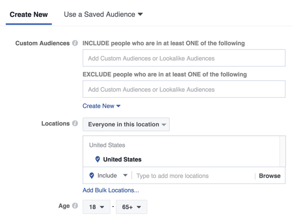 Facebook Messenger -aloitusnäytön mainoksella voit kohdistaa uuden yleisön tai aiemmin tallennetun tai ulkonäön.
