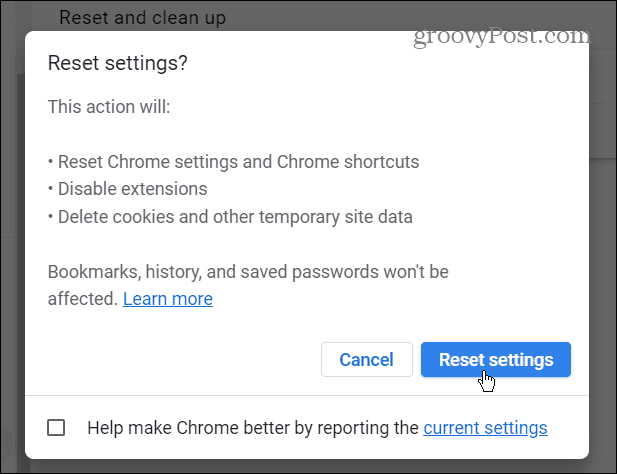 Lataa epäonnistunut verkkovirhe Chromessa