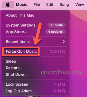 mac force lopeta musiikkisovellus
