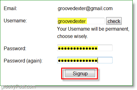 Gravatar-kuvakaappaus - kirjoita käyttäjänimi ja salasana