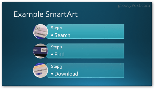 Smartart smart art -tyylin esimerkki lopputulos
