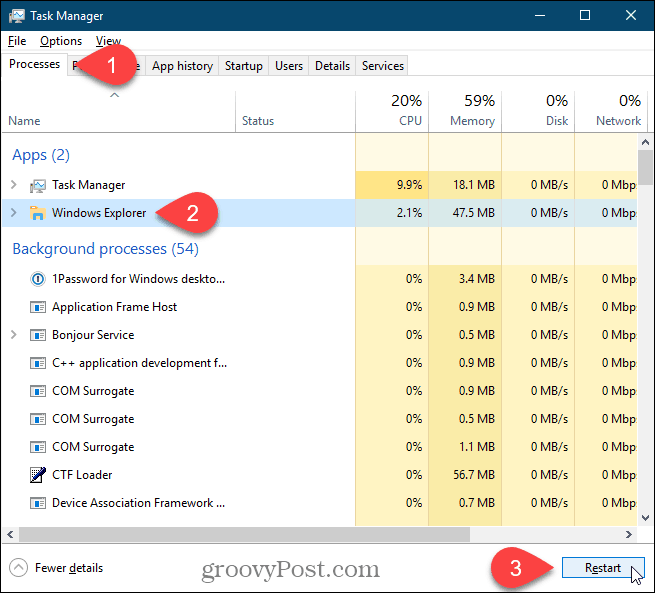 Käynnistä Windows Explorer -prosessi uudelleen