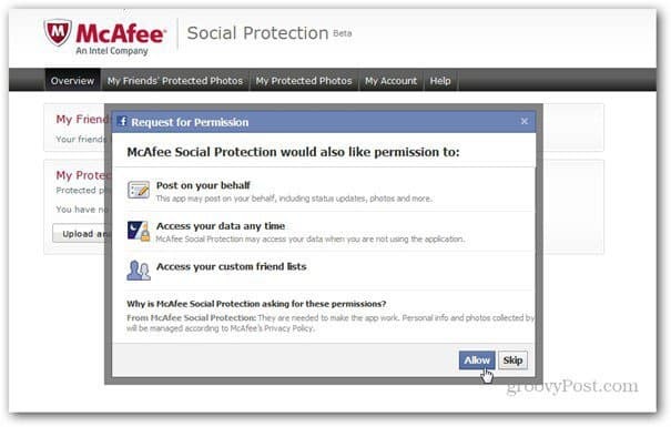 mcaffee sosiaalisen suojelun oikeudet facebook