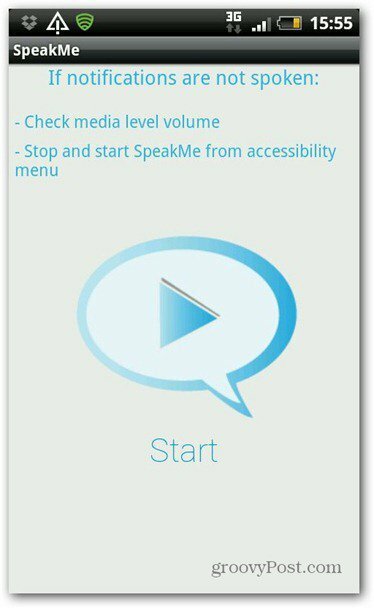 SpeakMe Android Start -sovellukselle