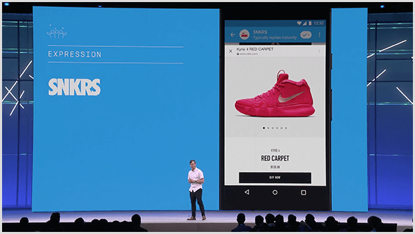 Molly Pittman sanoo, että Facebook F8 -kehittäjien konferenssi esittelee chat-robottien tulevaa käyttöä. Konferenssissa esikatseltiin sneaker-ostosominaisuutta, jolla on täydennetty todellisuus Messengerissä.