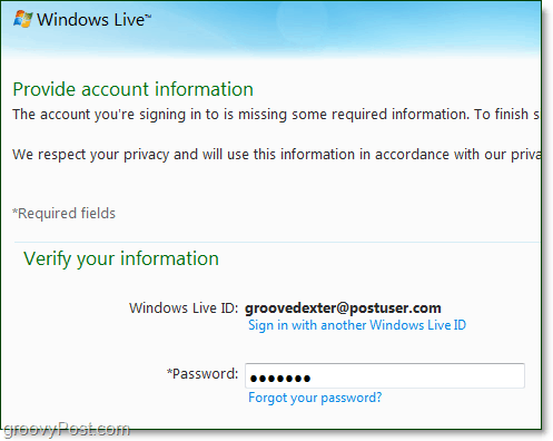 vaihda Windows Live - verkkotunnuksen salasana