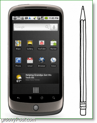 Google Nexus One on yhtä pitkä / paksu kuin lyijykynä