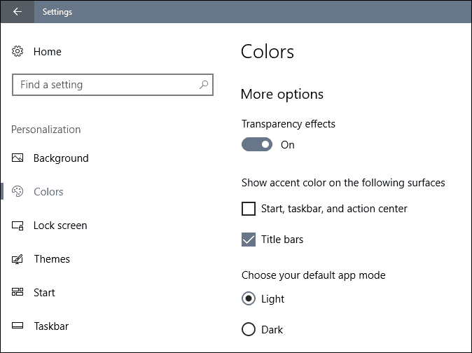 mukautetut Windows 10 -tuottajat päivittävät värejä