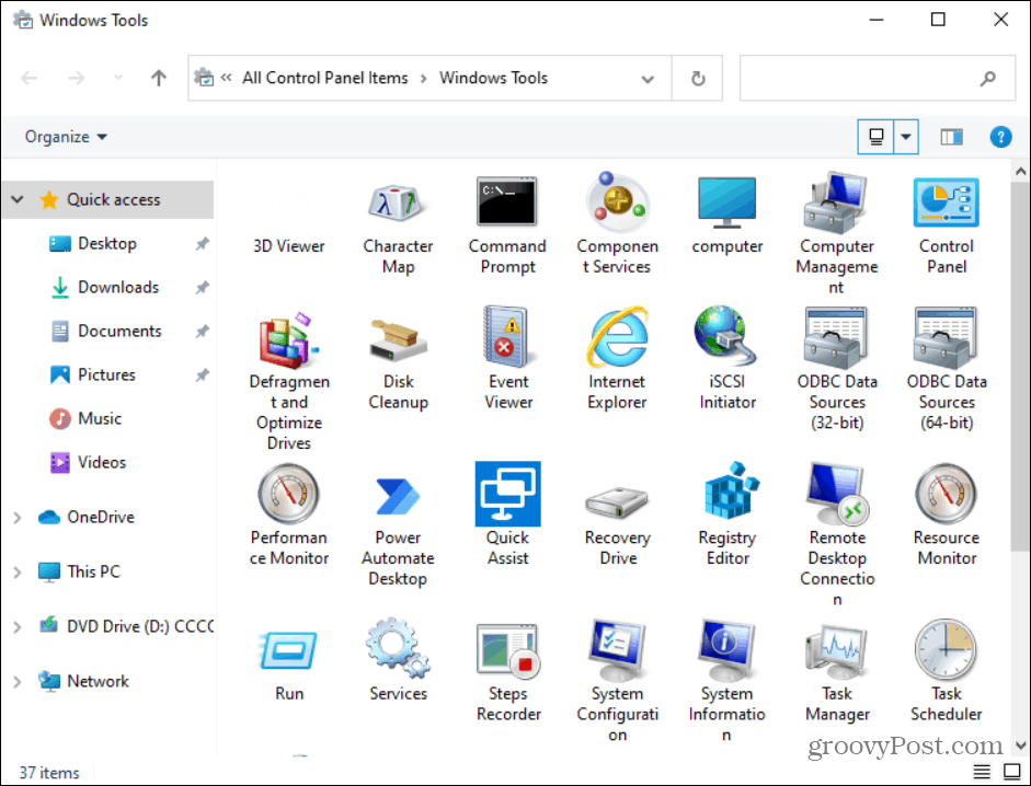 Windows-työkalut-kansiossa